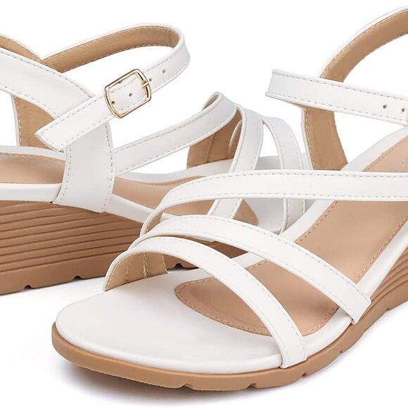Wedge Sandals Women Rubber Open Toe Casual Dressy Summer Walking Shoes - Picture 1 of 7
